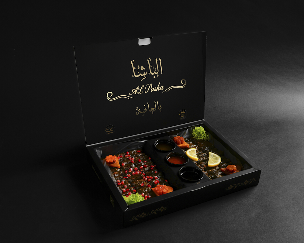 Two types of stuffed vine leaves 